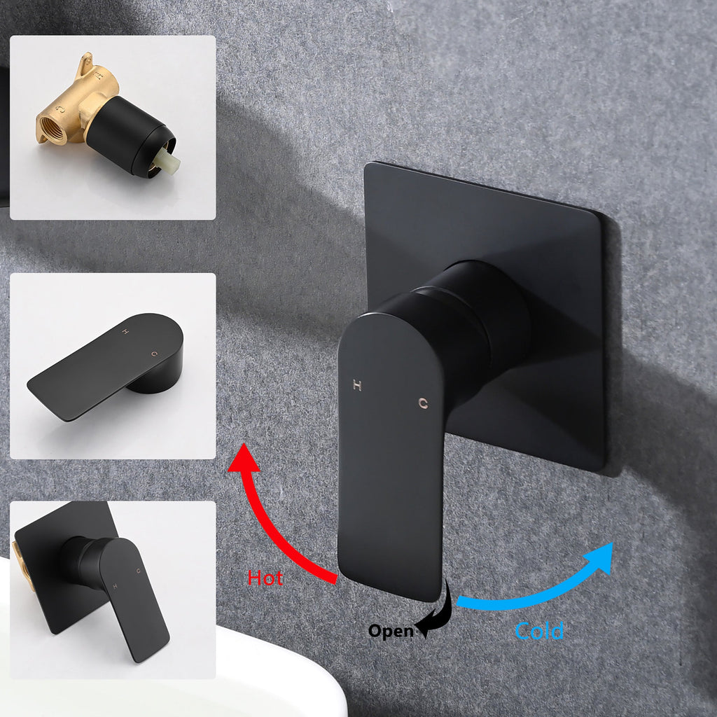 Matte Black Wall Mount Bathroom Sink Faucet