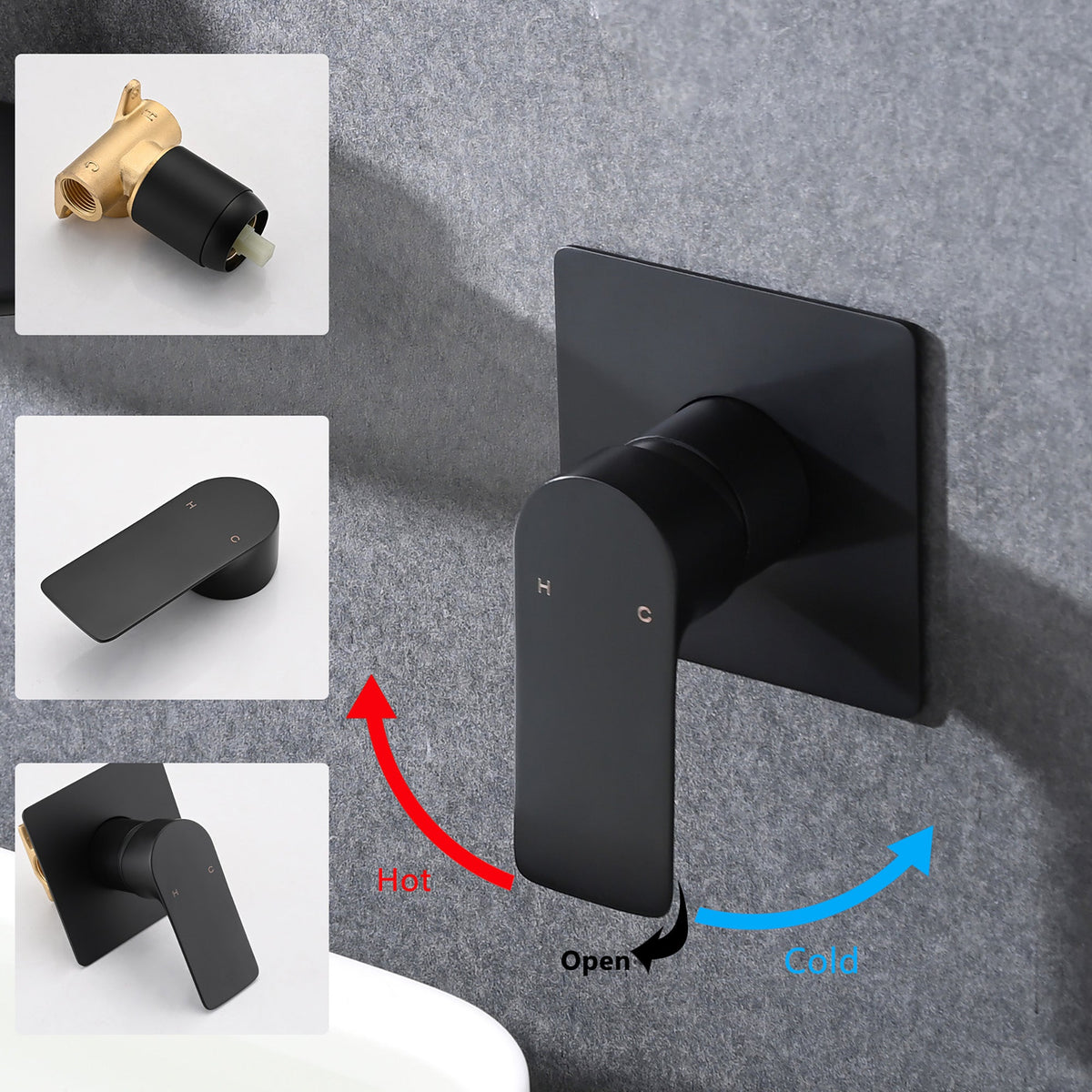 Matte Black Wall Mount Bathroom Sink Faucet