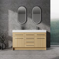 60" Freestanding Bathroom Vanity with Double Resin Sink