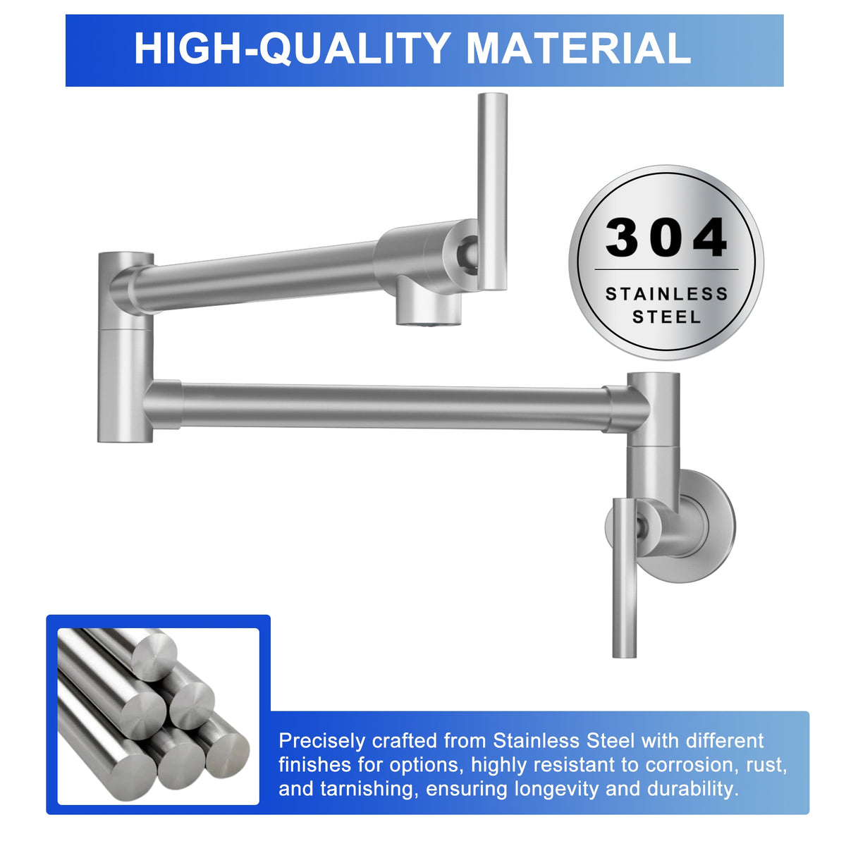 Pot Filler Faucet - Wall Mount Kitchen Sink Faucet