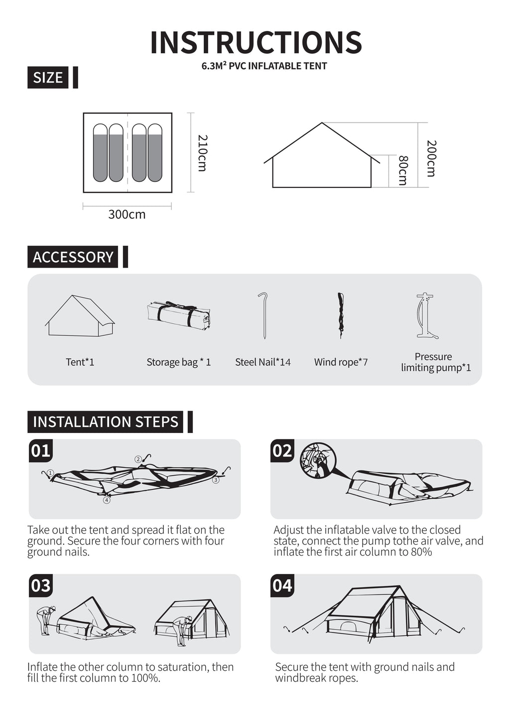 Inflatable Camping Tents with Hand Pump
