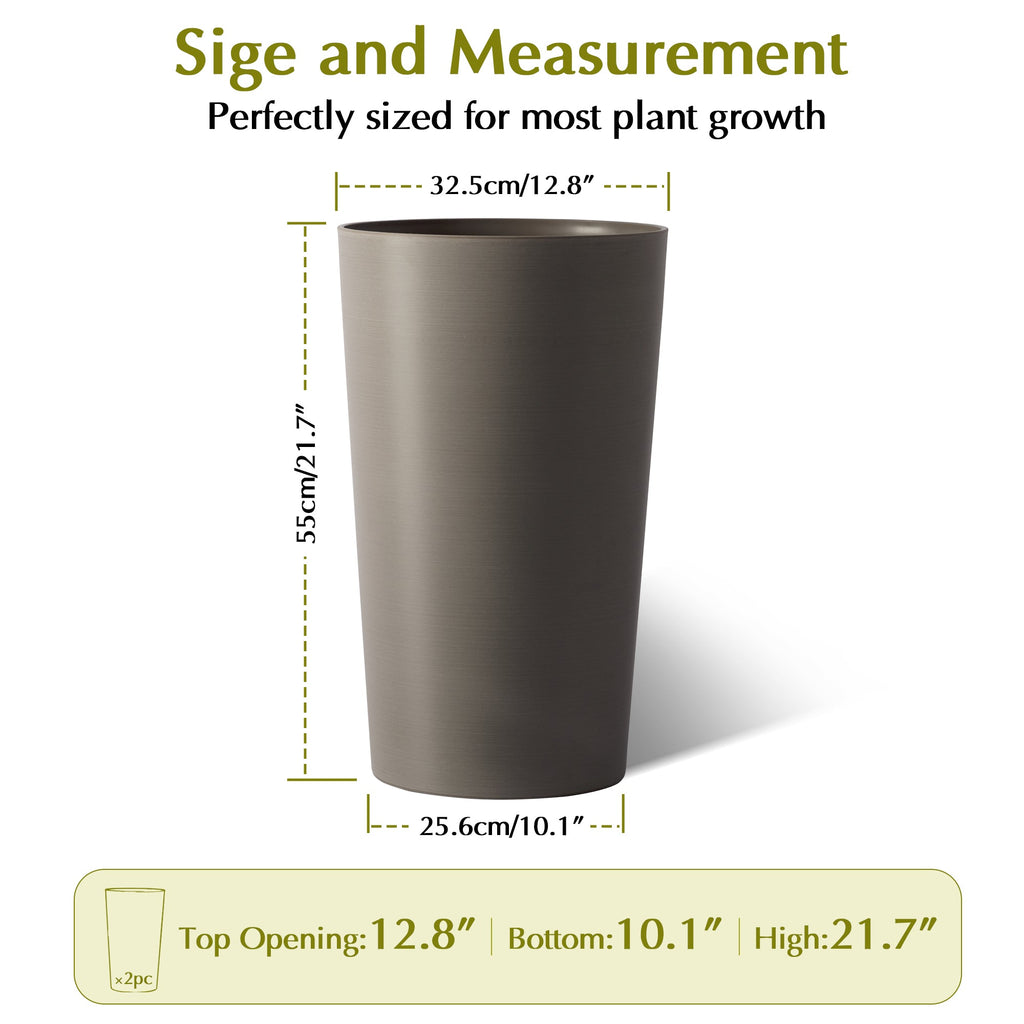 2 Pack Tall 21.7 in Planters for Outdoor Plants