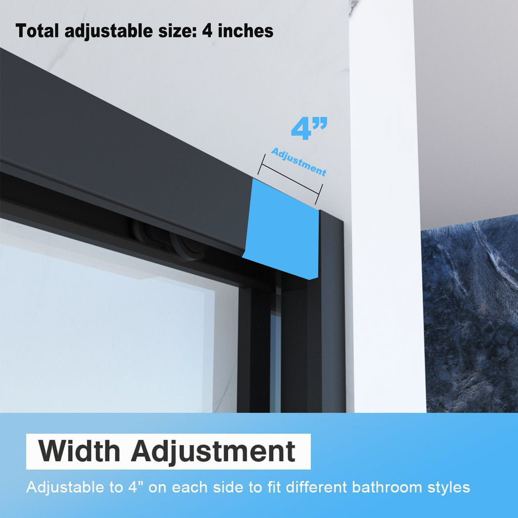 56-60"x70" Aluminum Frame Double Sliding Shower Door