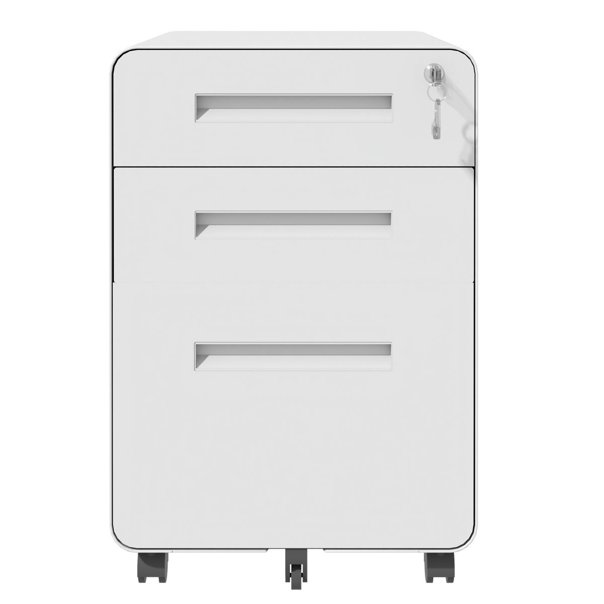 3-Drawer Wide Mobile File Cabinet with Lock