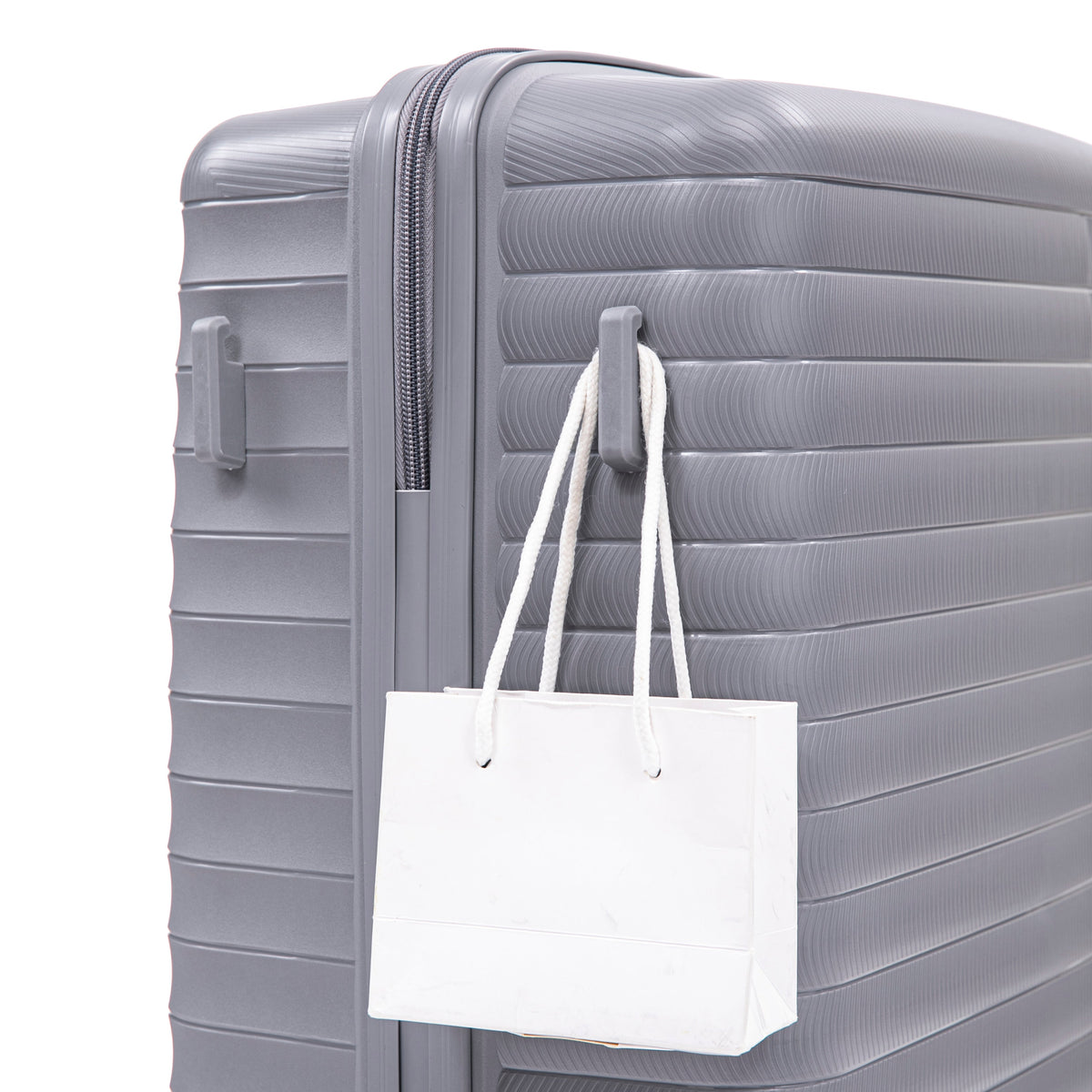 Light Gray 4-Piece Spinner Wheel Luggage Set with Cosmetic Case