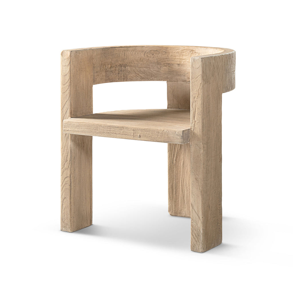 Soren Solid Reclaimed Elm Sculptural Accent Curved Dining Chair
