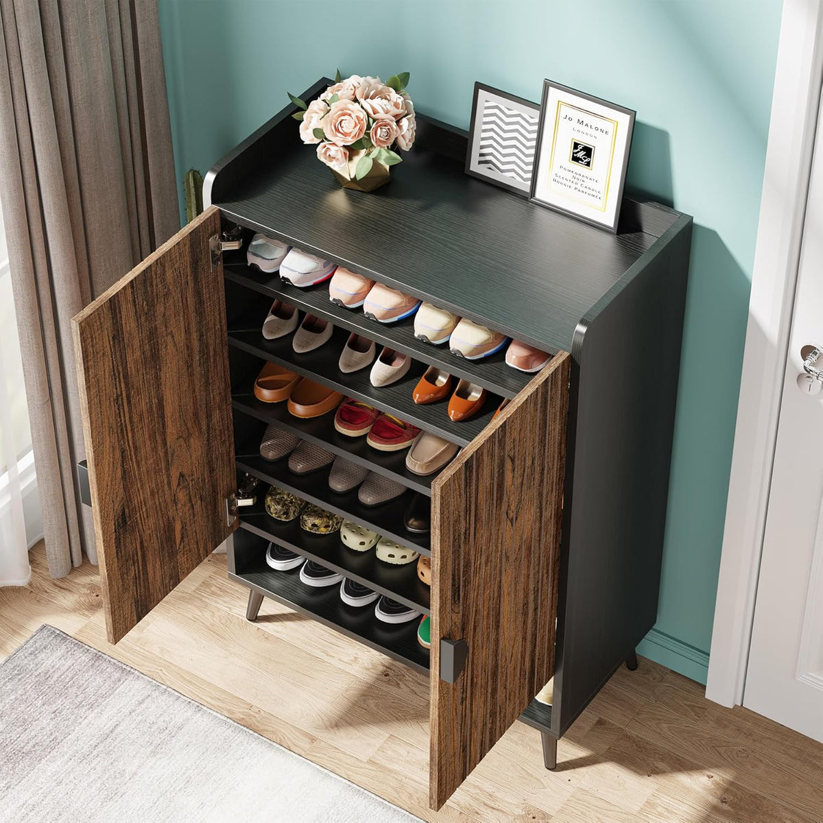 29.6 Inches Rustic Brown Shoe Cabinet