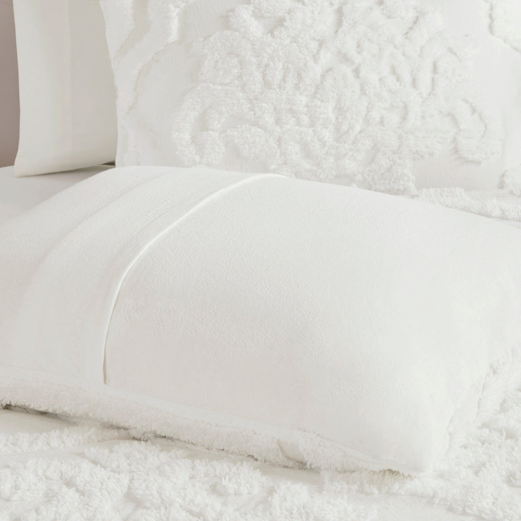3 Piece Tufted Cotton Chenille Damask Comforter Set