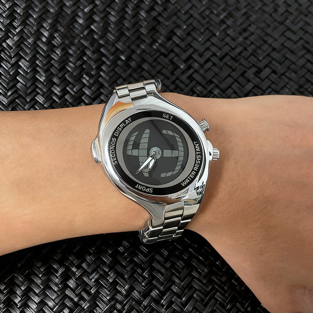 Mens Twisted Vintage Asymmetric Dual-Display Watch