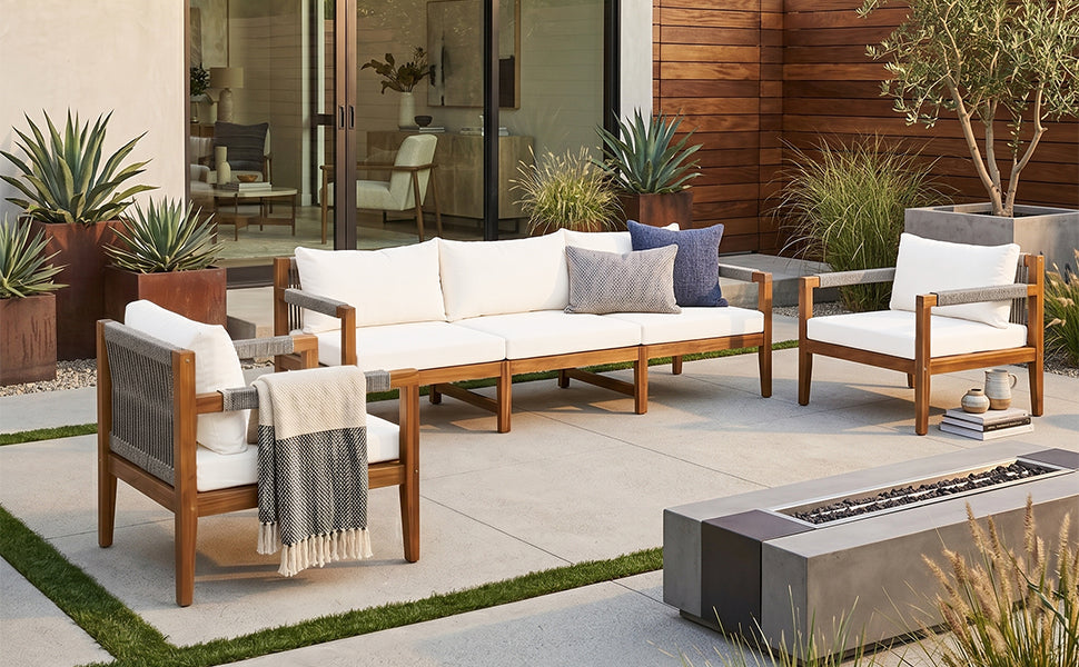 3 Pieces Outdoor Sectional Sofa Set