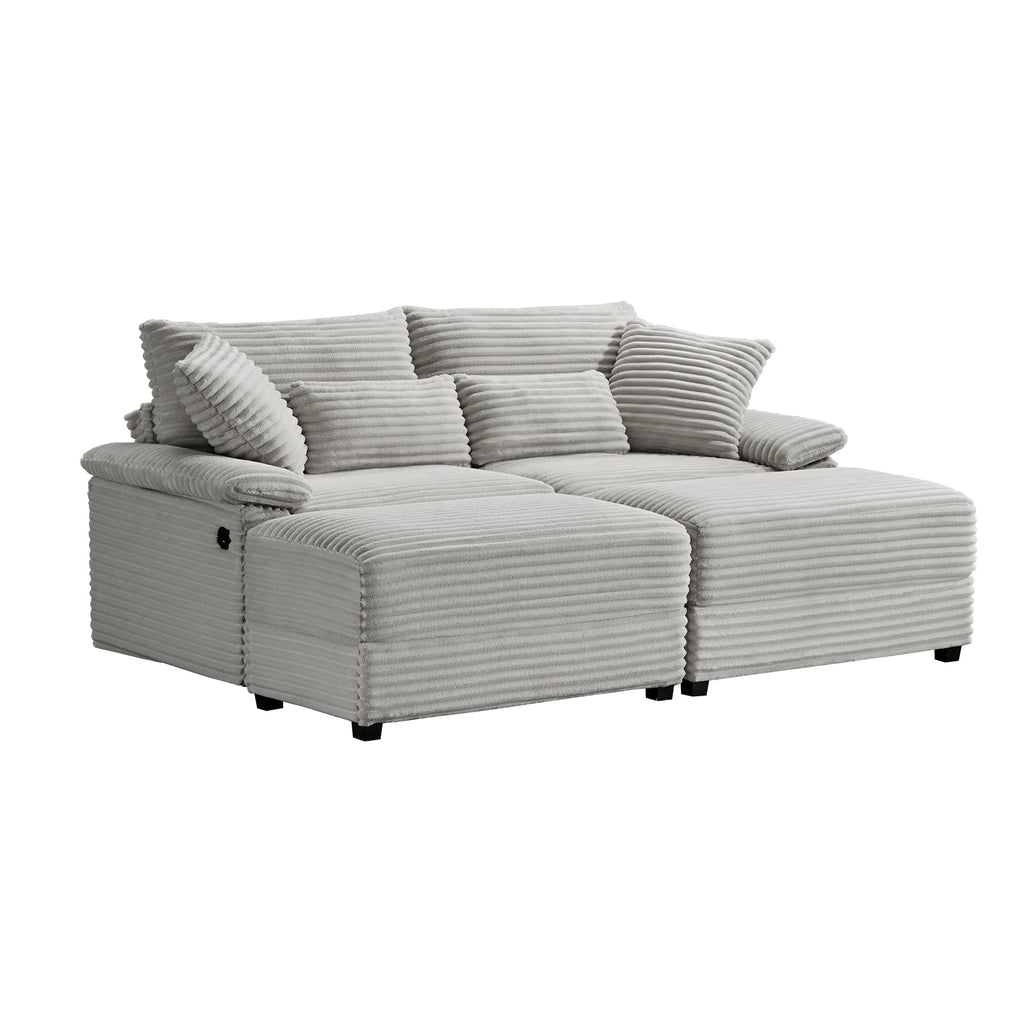 Double Chaise Lounge Set with Reversible Ottoman