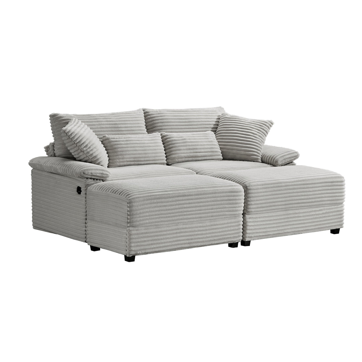 Double Chaise Lounge Set with Reversible Ottoman