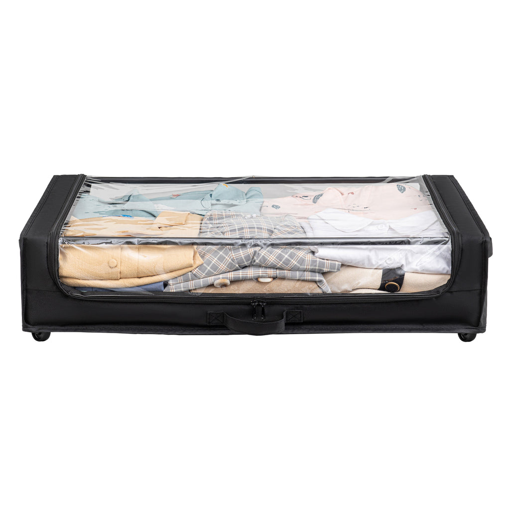 Set of 2 Under-Bed Rolling Storage Containers with Transparent Cover