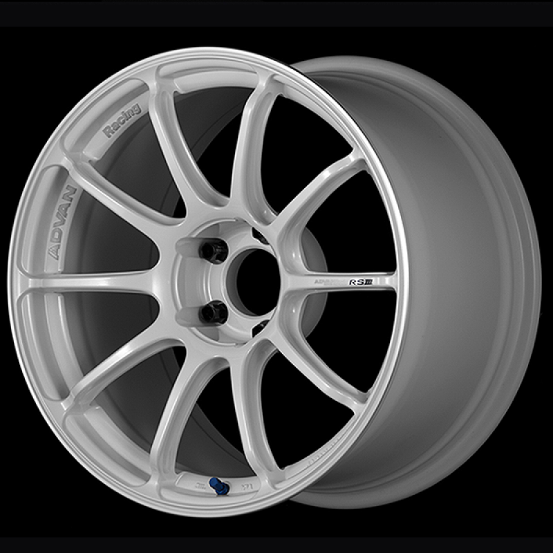Advan RSIII 18x9.0 / +53 Offset / 5x120 / 72.5mm Bore / Racing White Metallic and Ring YA38I53WWMR