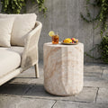 Outdoor/Indoor Lightweight Concrete Side Table - Cylinder Travertine Finish