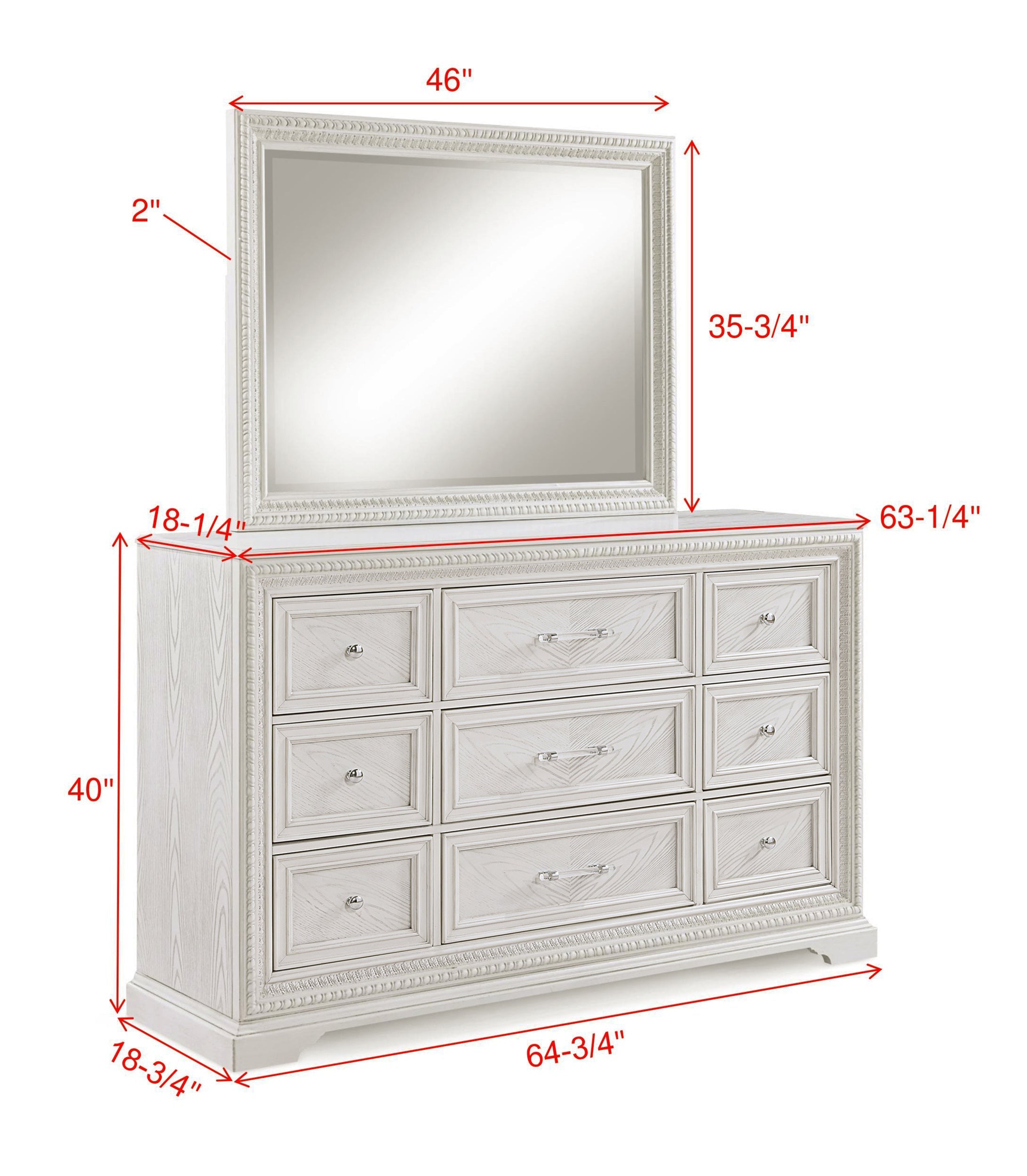1pc Traditional 6-Drawer Storage Dresser Antique