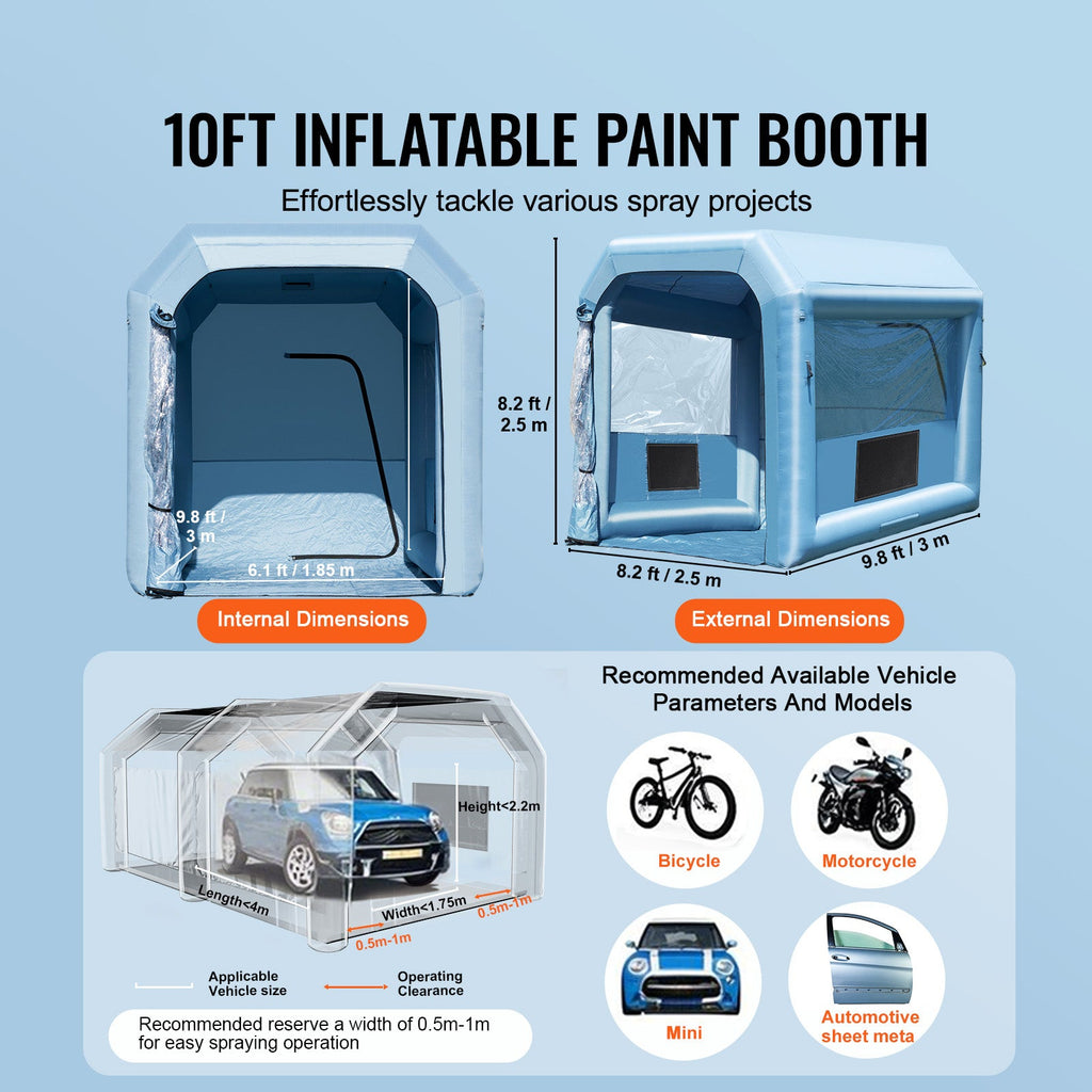 Inflatable Paint Booth - 9.8 x 8.2 x 8.2 ft