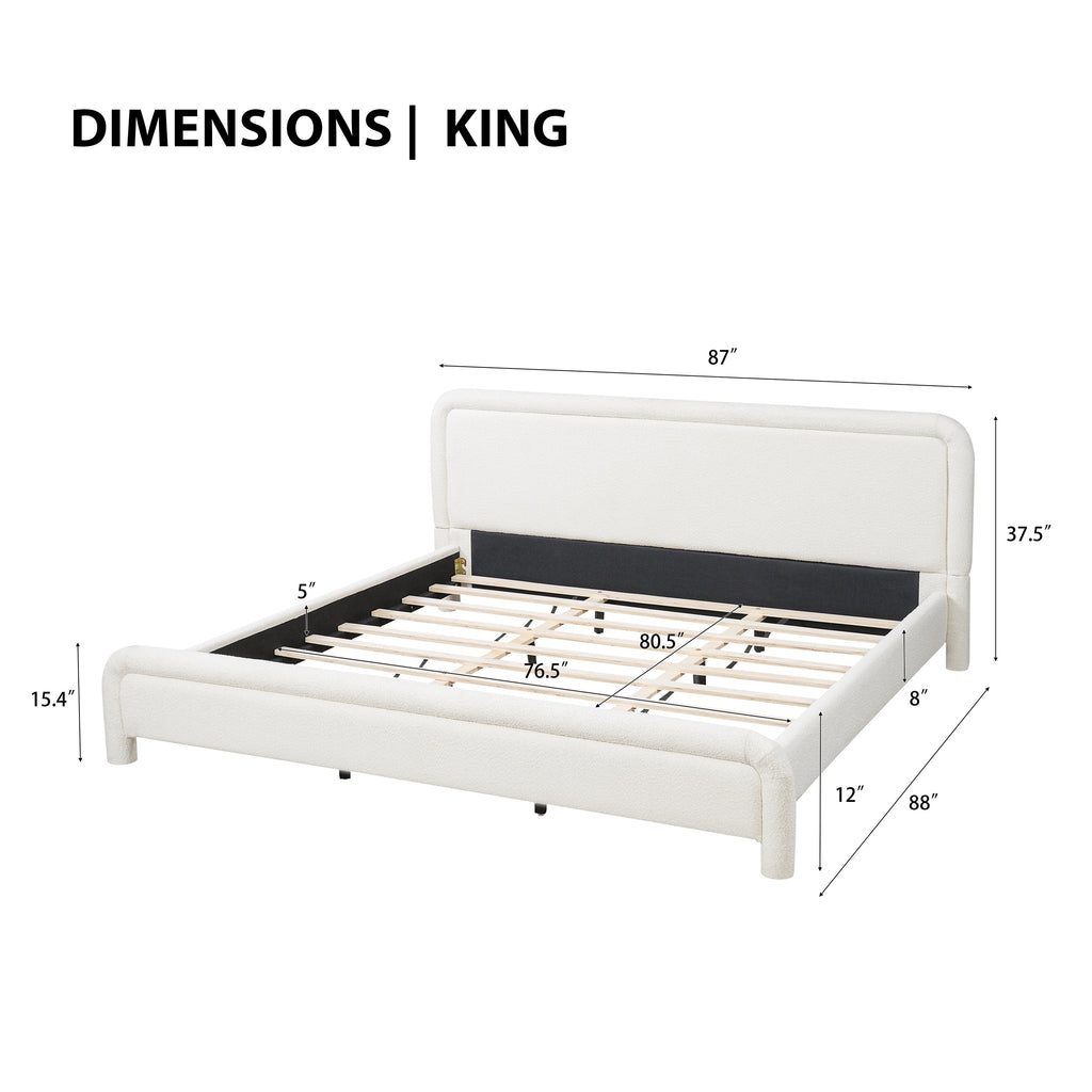 King Size Upholstered Platform Bed Frame