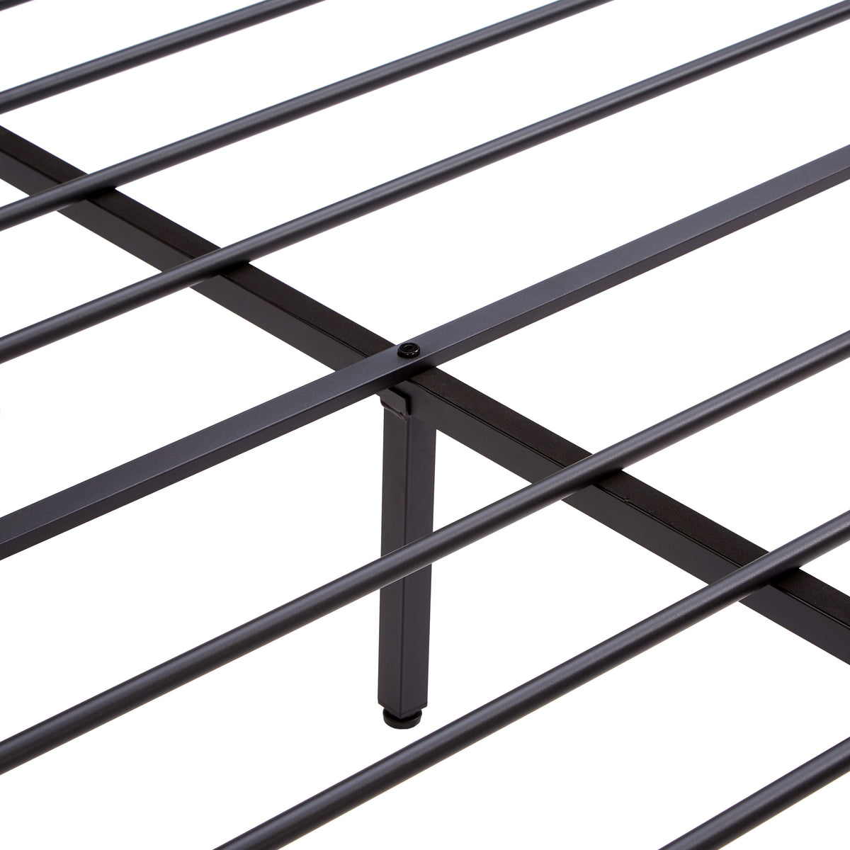 Queen Size Metal Platform Bed Frame with Wooden Headboard