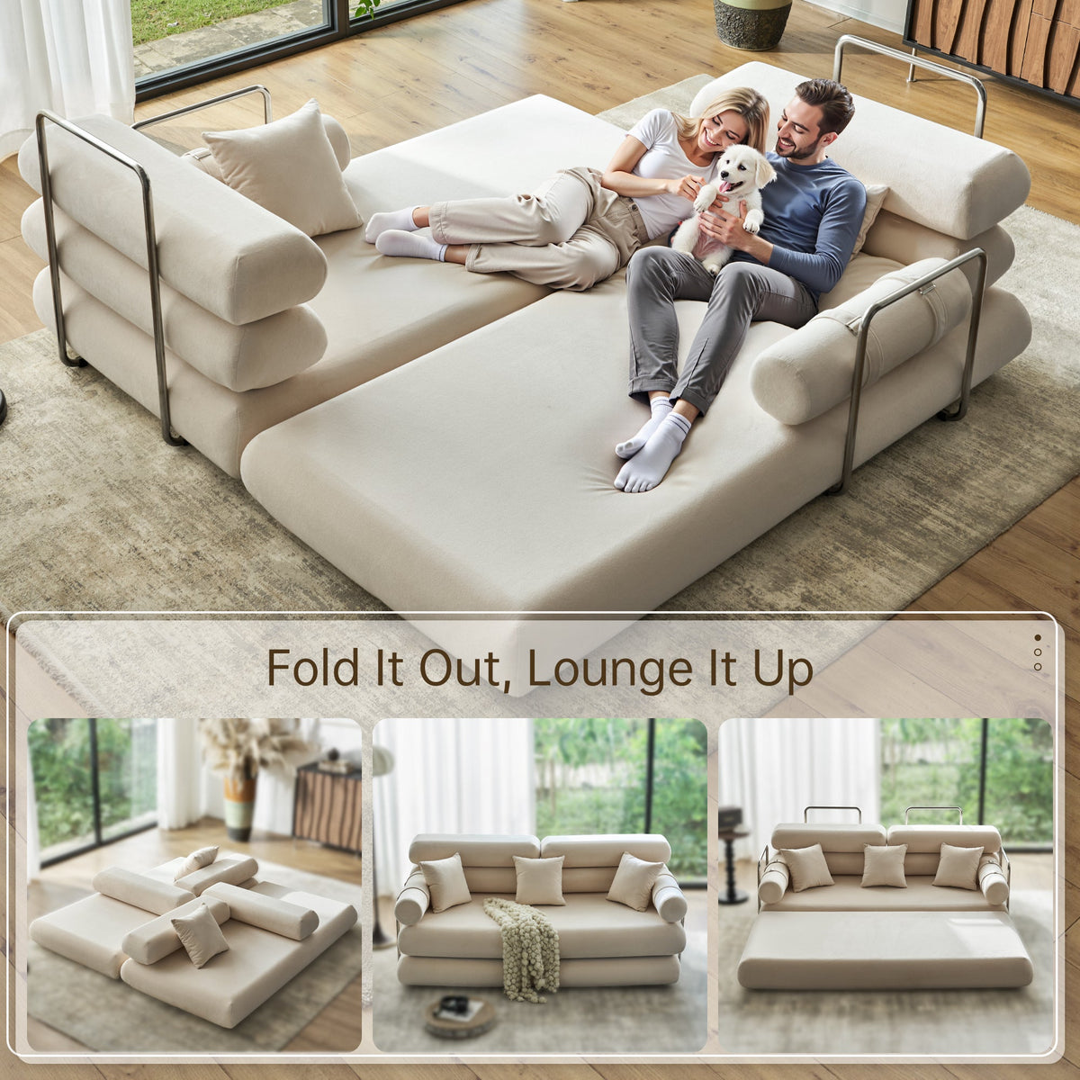 Convertible L-Shaped Sectional Sofa Bed