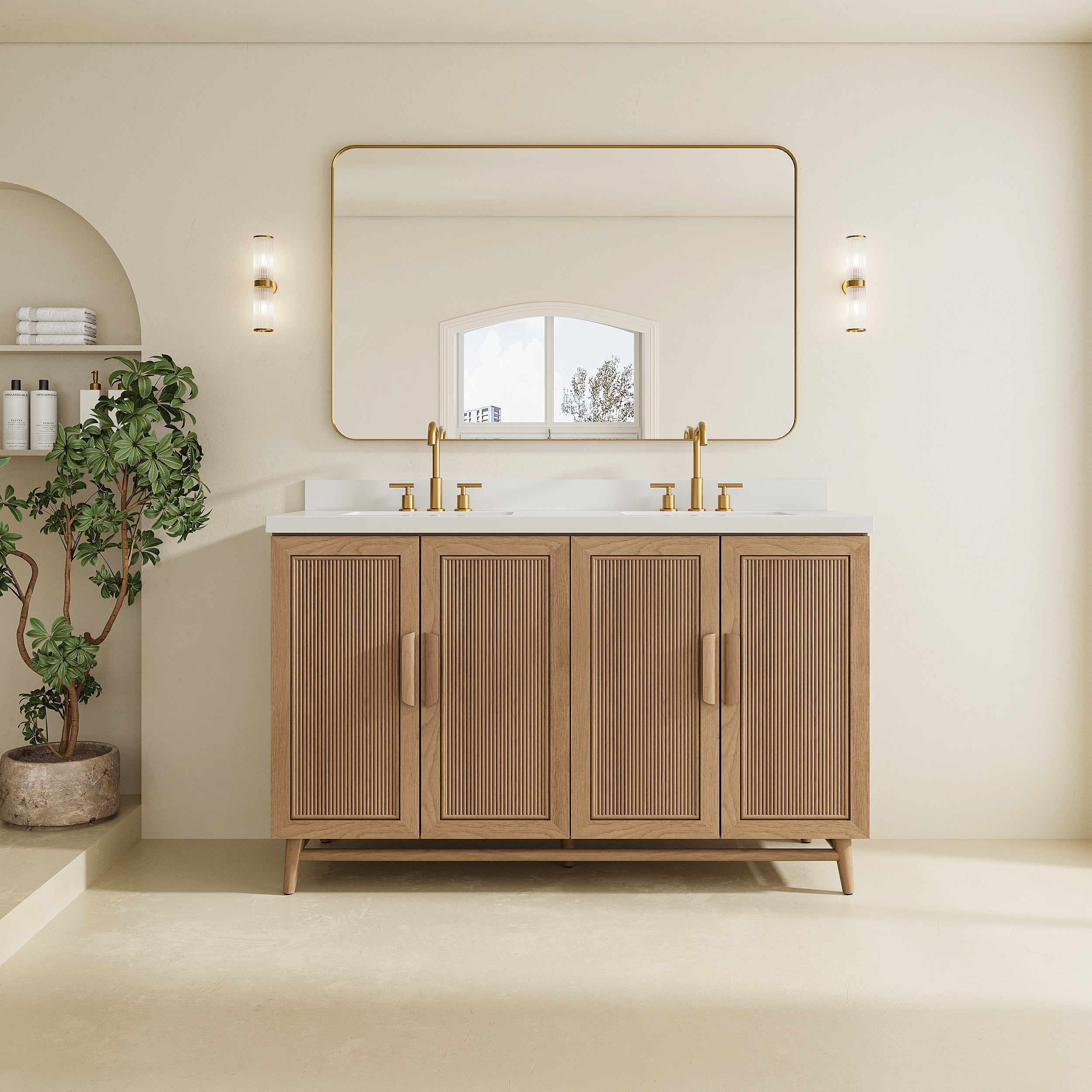 Light Coffee Freestanding Single Sink Bathroom Vanity