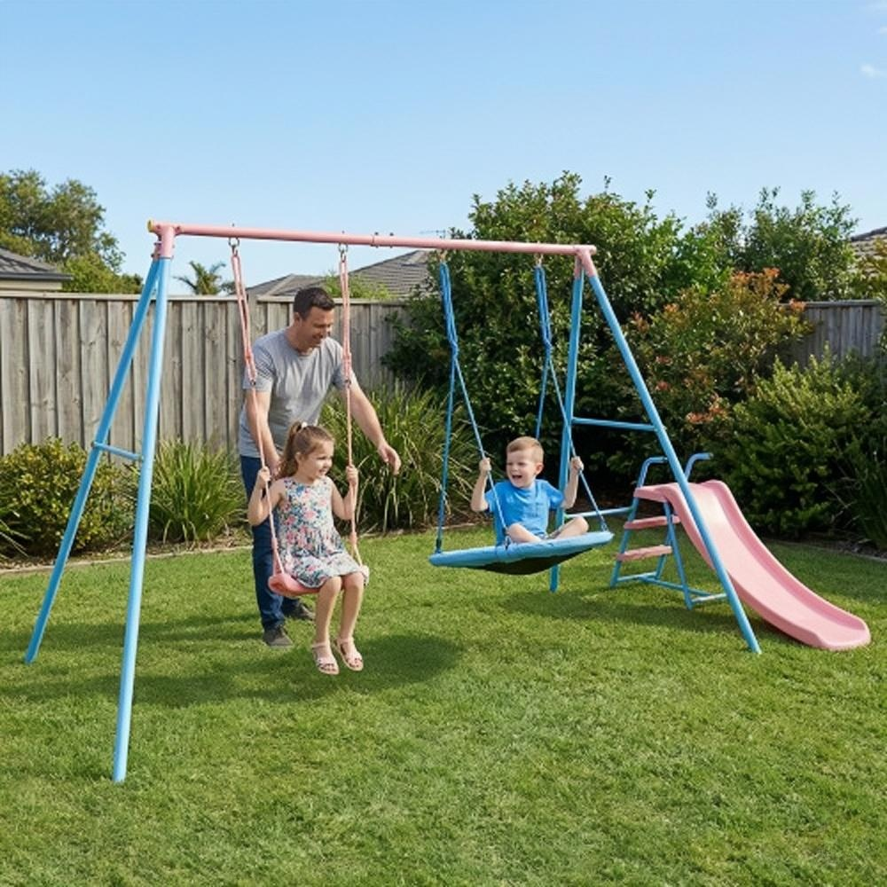 XNS107 Two Swing Set with Slide