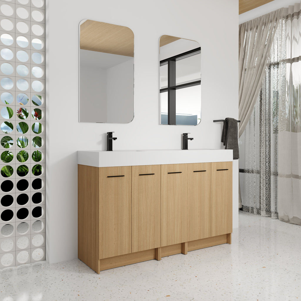 60" Double Sink Bathroom Vanity with Extra-Large Storage
