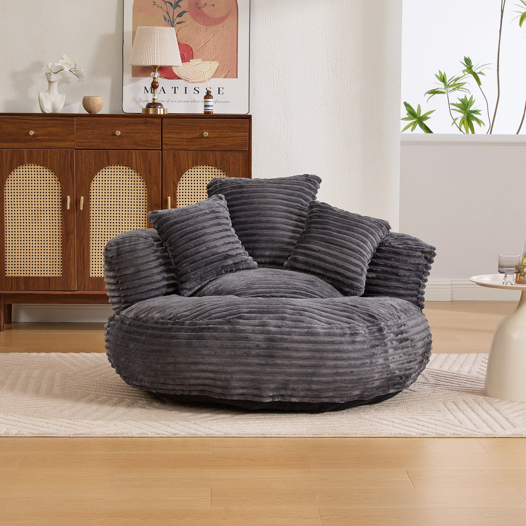 Single Bean Bag Chair with Pillows & Armrest