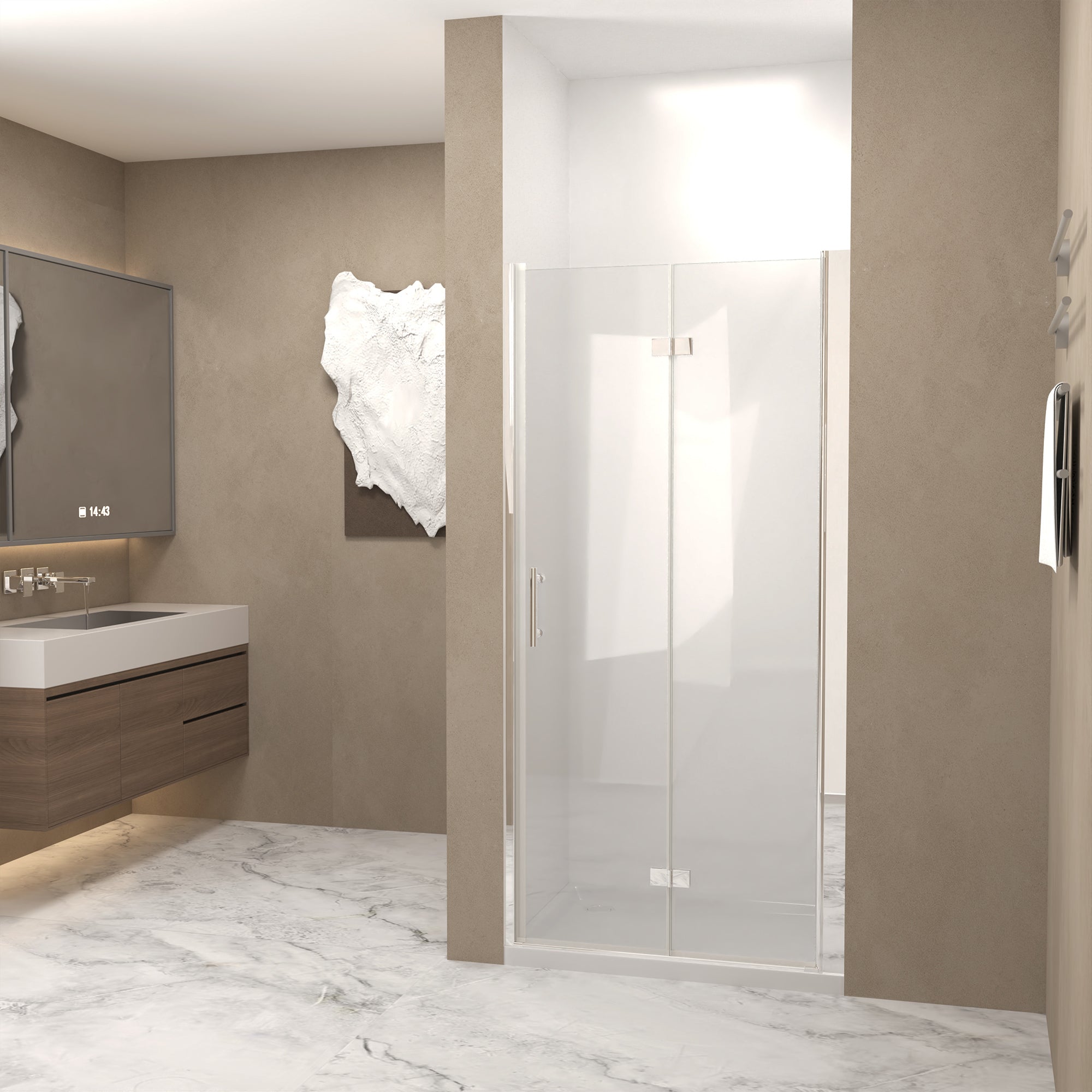 29-28"x 72" Bifold Shower Door, 1/4" Tempered Glass