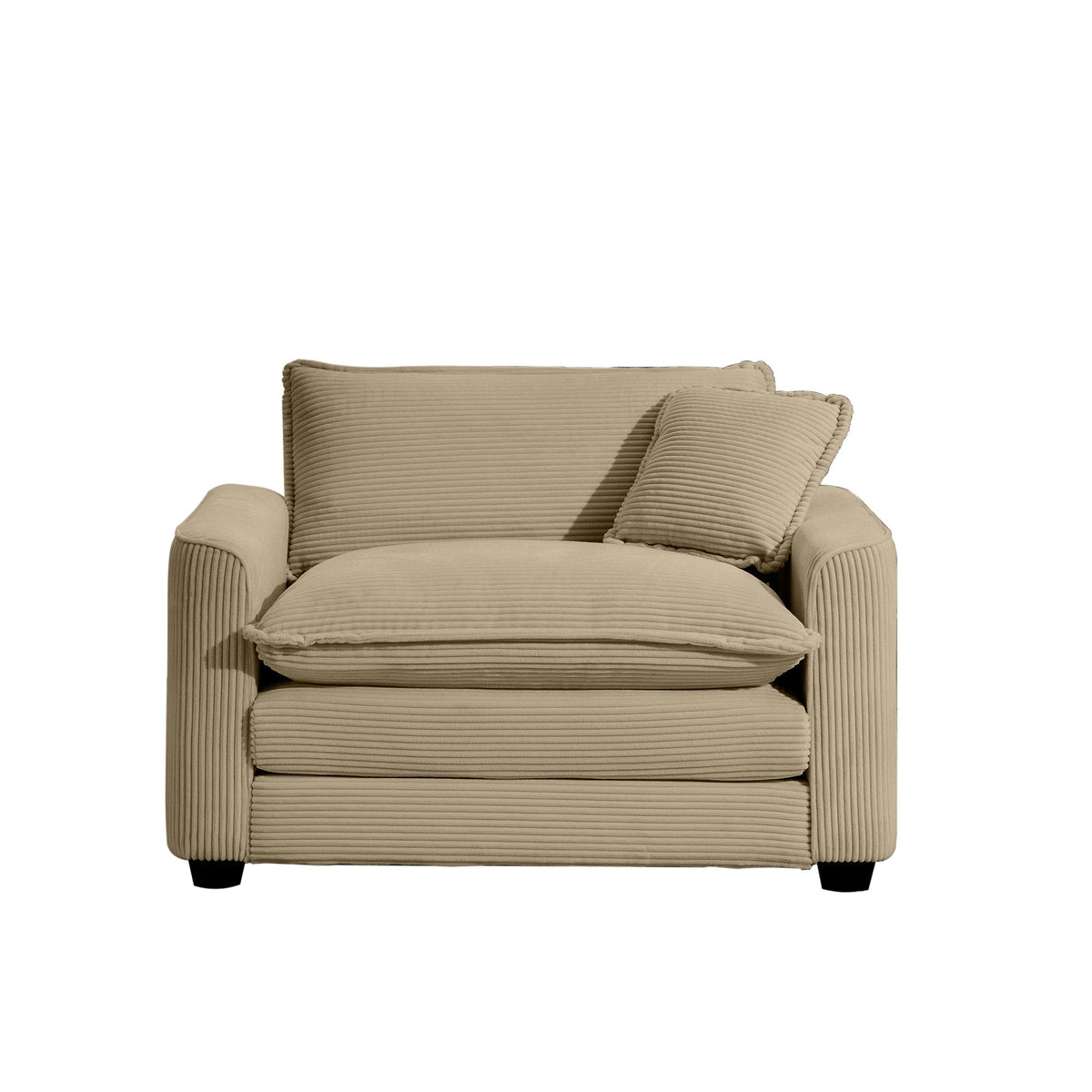 Tan Corduroy Fabric Comfortable Single Chair Deep Seat Sofa