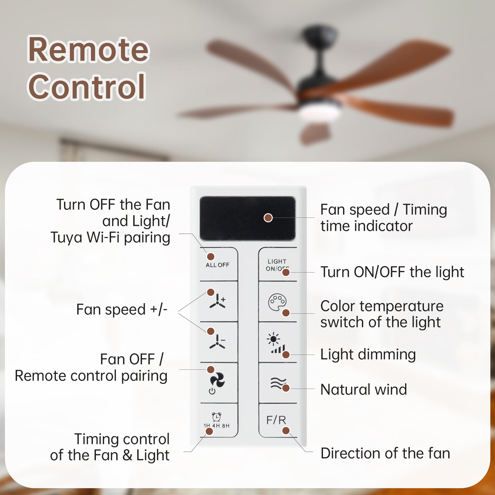 45 Inch Matte Ceiling Fan with LED Light