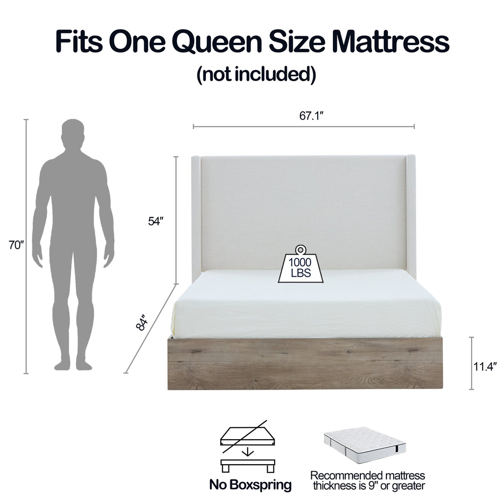 Shelton Upholstered Wingback Bed