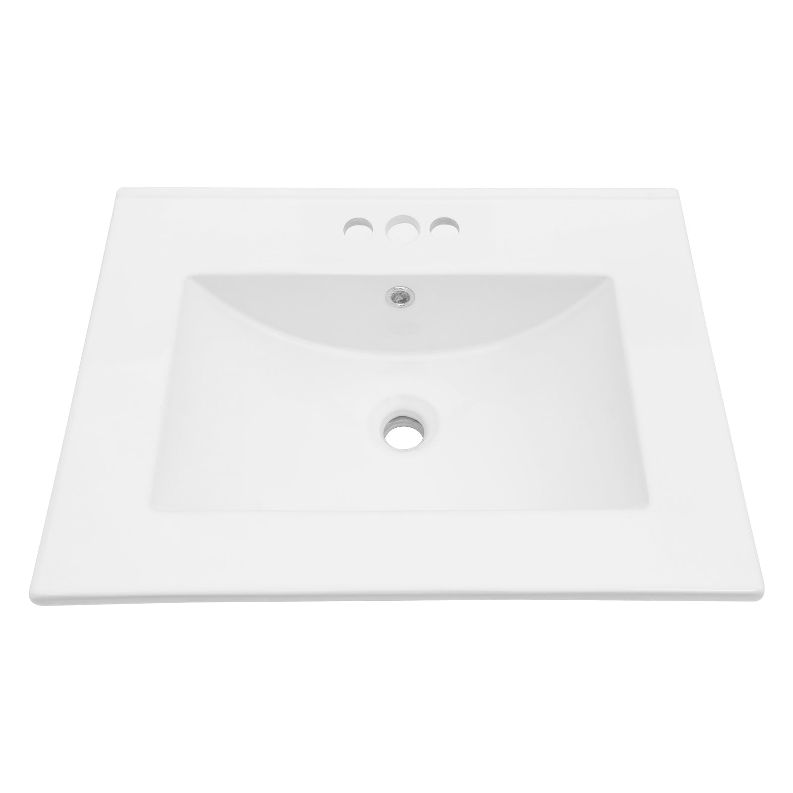 24"x18" White Rectangular Single Vanity Top with Faucet Holes