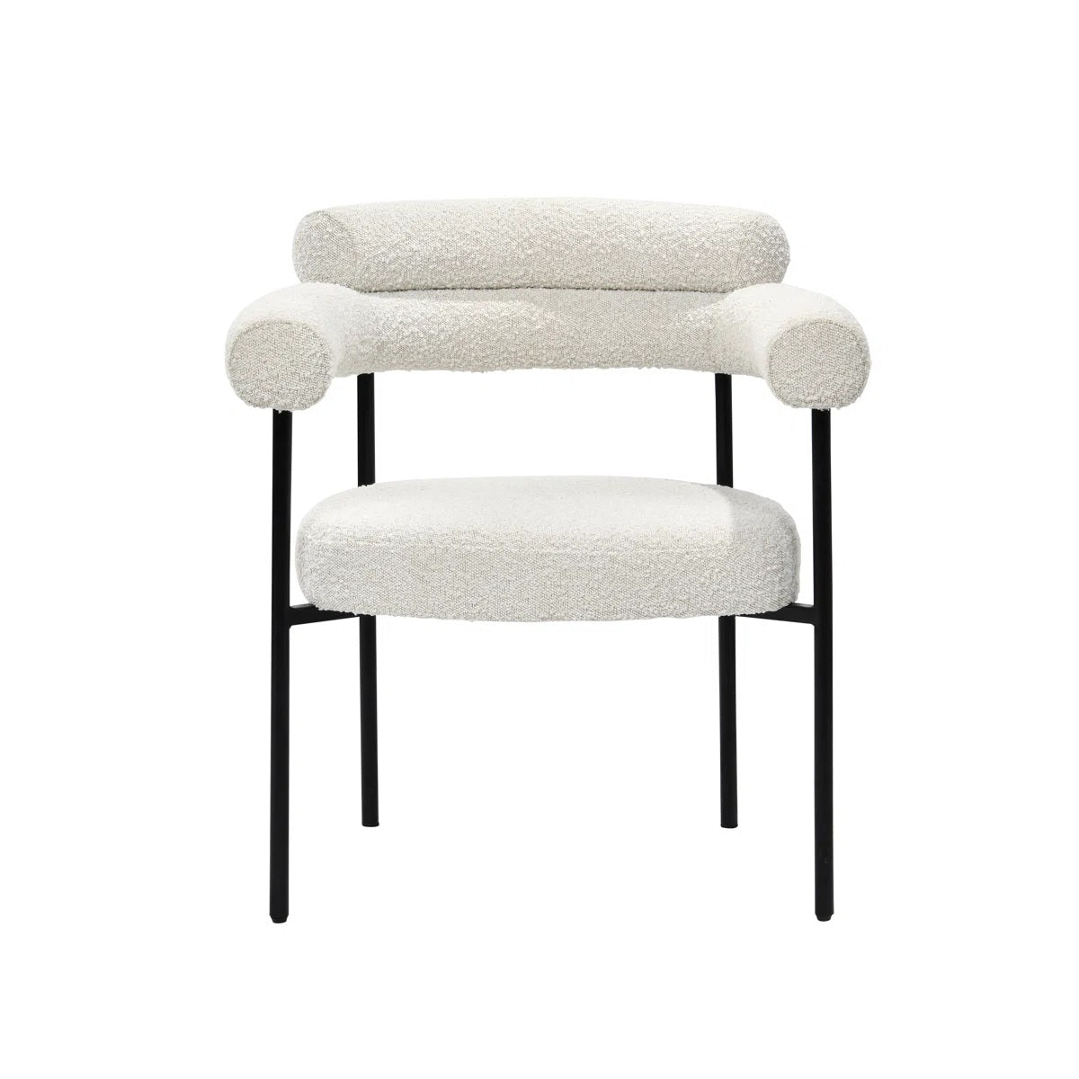 Set of 2 Boucle Fabric Kitchen Dining Chair with Armrest