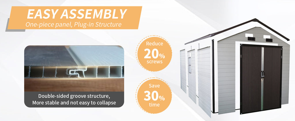 8x14x7.6 Ft Outdoor Resin Storage Shed with Windows