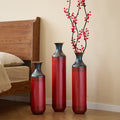 Artisanal Fire-Finished Metal Vases, Set of 3