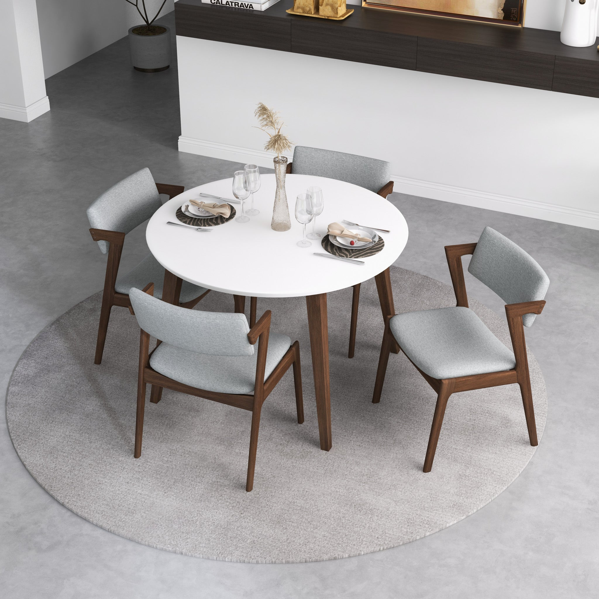 Edwin Light Gray Fabric Dining Chair Set of 2