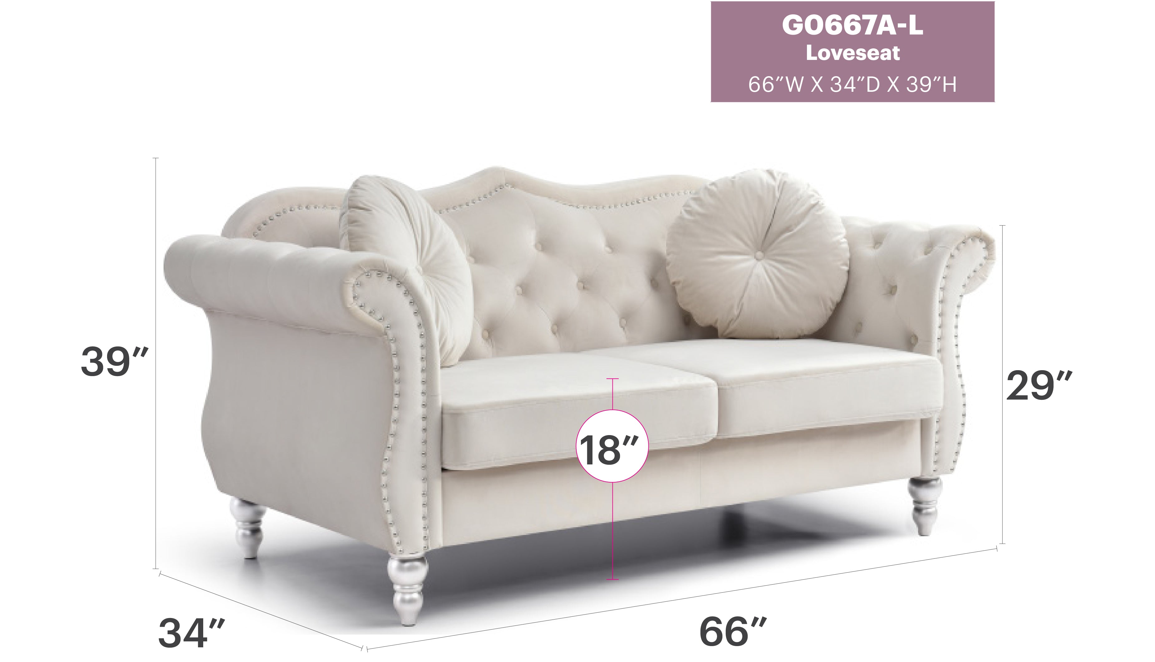 Elegant Flared Arm Loveseat