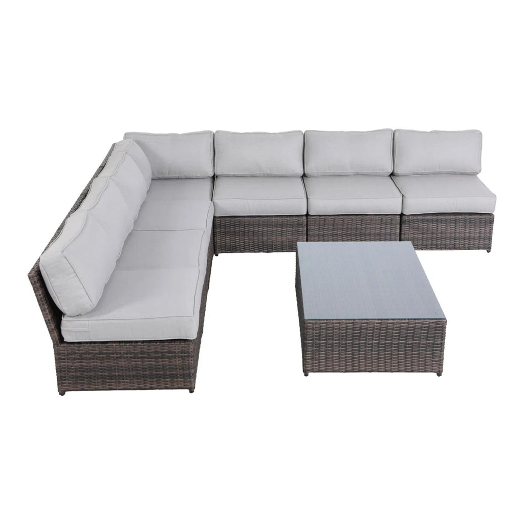Fully Assembled 6-Person Extra-Wide Wicker Outdoor Seating Set with Cushions