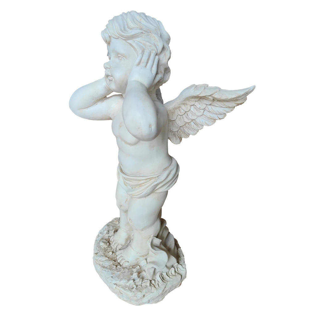 Winged Angel Covering Her Ears Resin Ornament