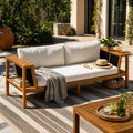 Teak Finish Acacia Wood Outdoor Daybed Sofa Set
