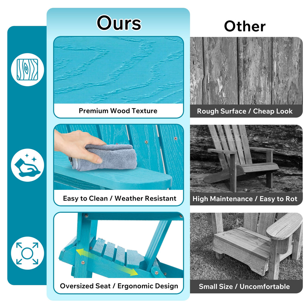 Embossed Wooden Outdoor Folding Adirondack Chair
