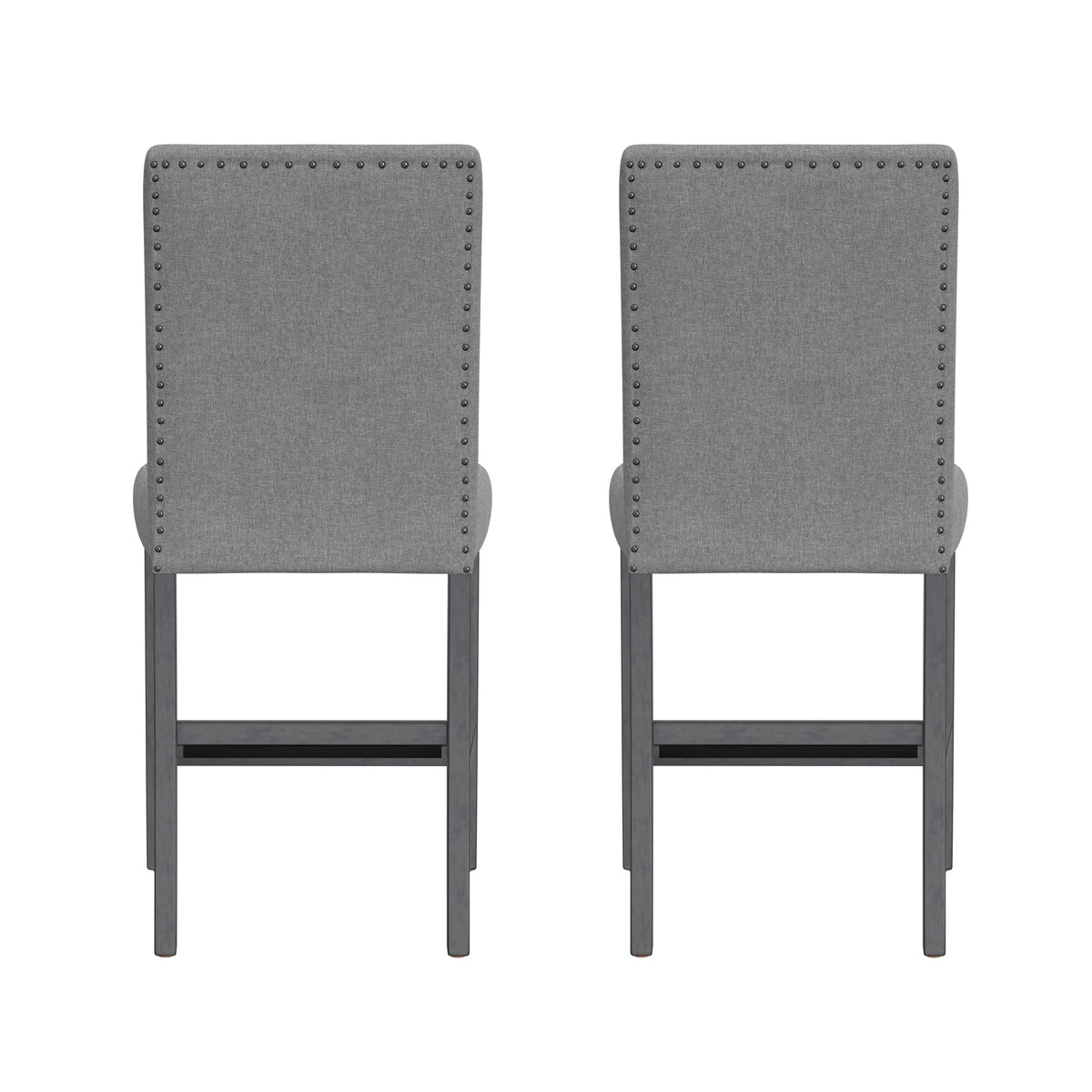 Gray Upholstered Barstools, Set of 2