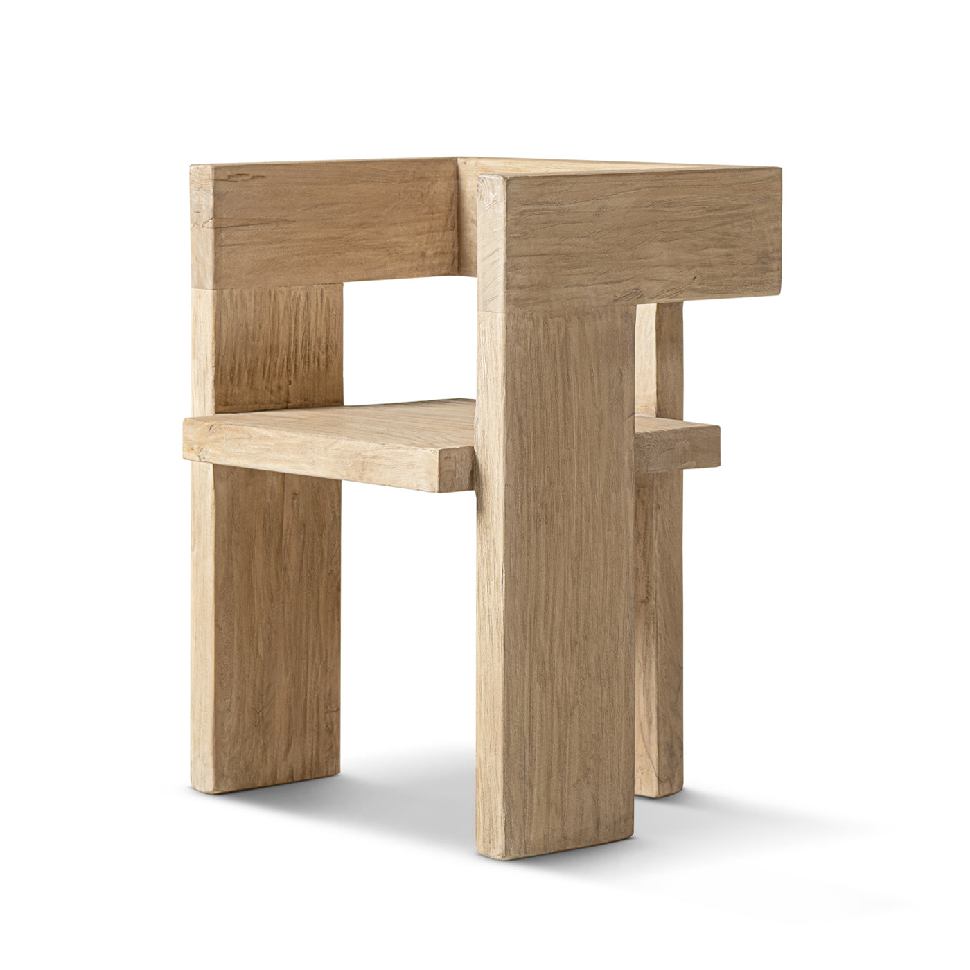 Avenel Solid Reclaimed Elm Sculptural Block Accent Chair
