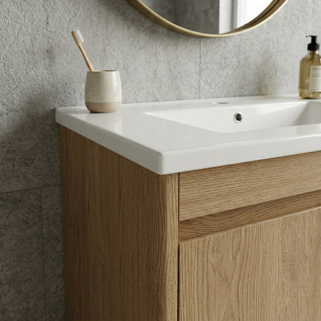 30-Inch Ceramic Bathroom Vanity Sink Top with Single Hole
