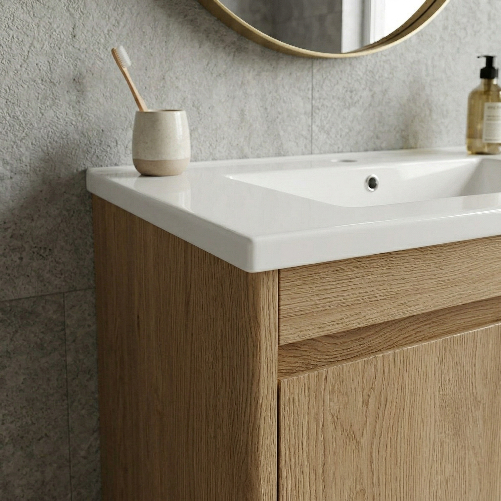 30-Inch Ceramic Bathroom Vanity Sink Top with Single Hole