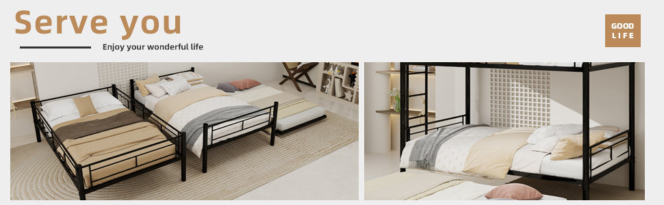 Black Twin Metal Triple Bunk Bed – Space-Saving and Modern