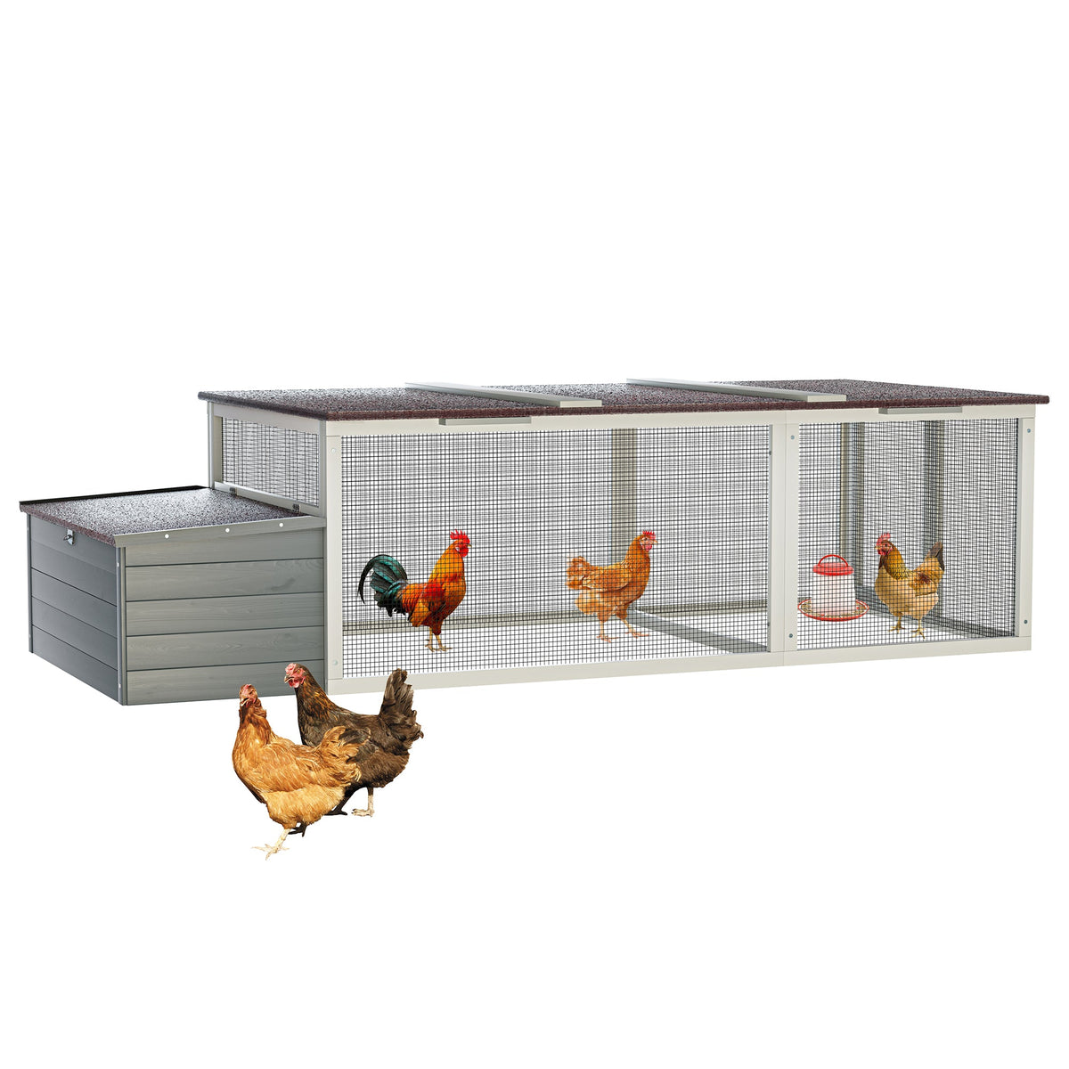 Large Wooden Chicken Coop with Nesting Box
