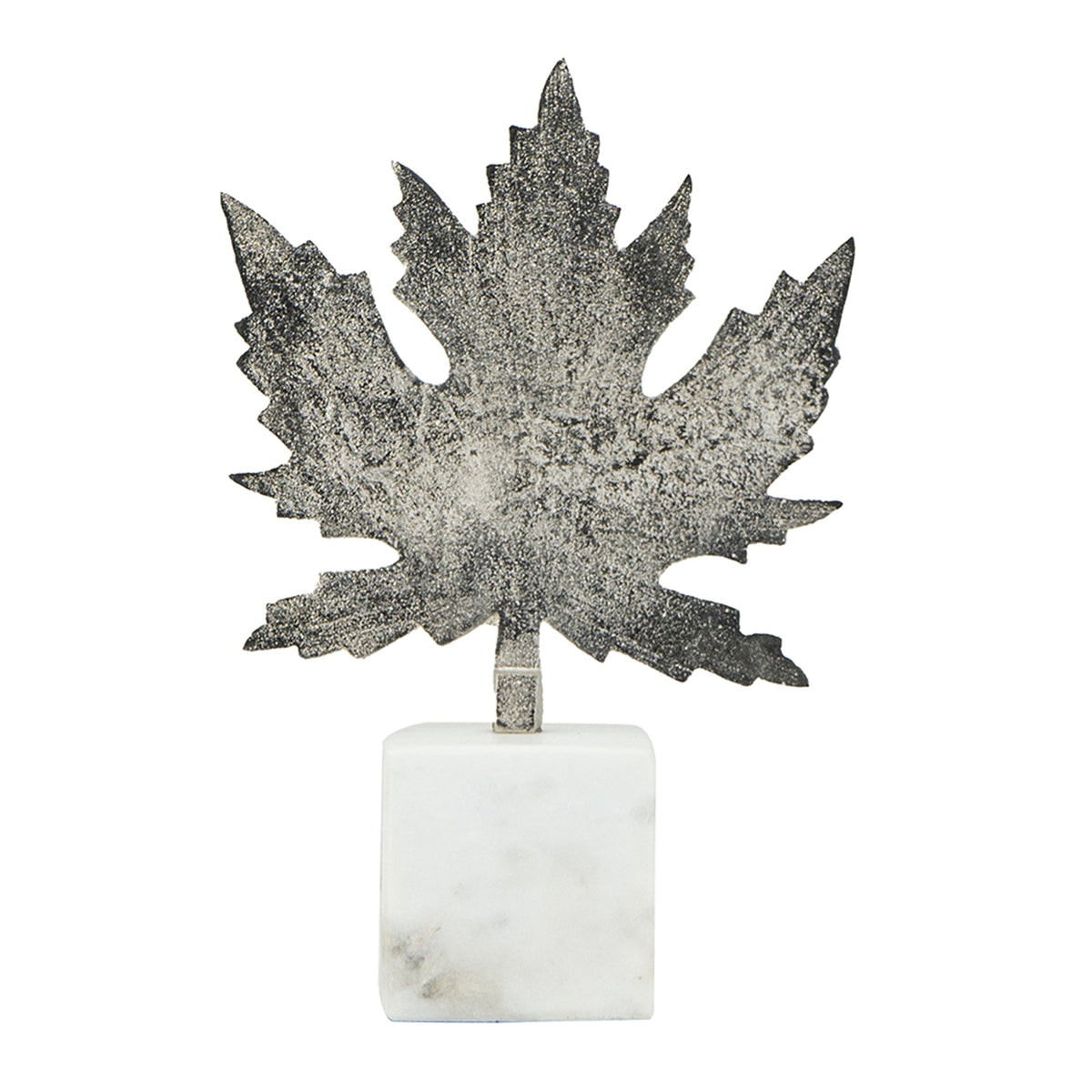 7x3x10.5" Aluminum Leaf On Marble Base