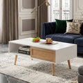 41.34" Rattan Coffee Table with Sliding Door Storage